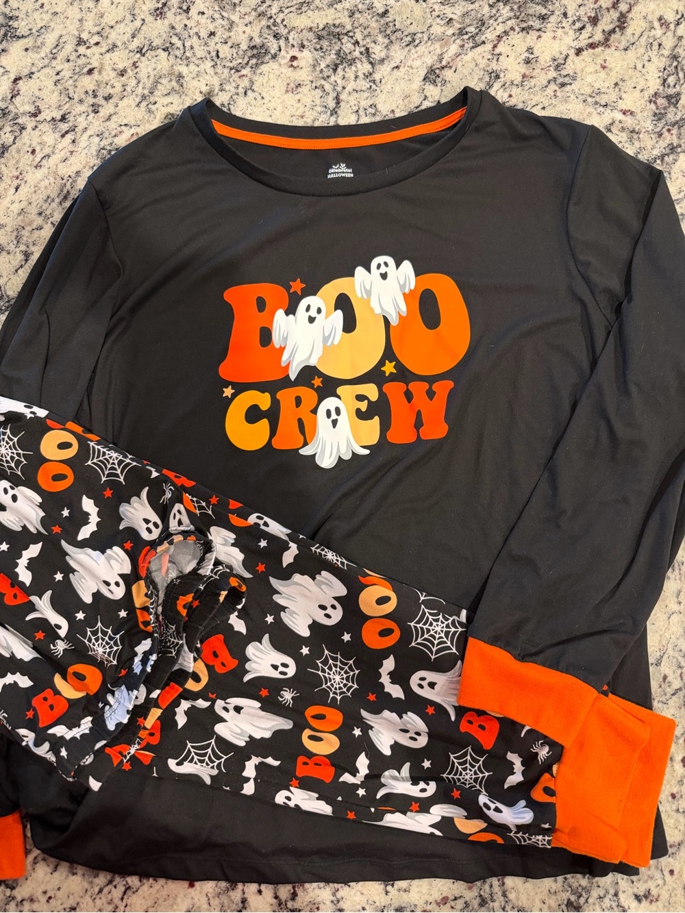 Women's Halloween 'Boo Crew' Pajama Set - Black & Orange